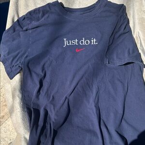 Nike “Just Do It” Navy Blue T-Shirt Men’s Large Vintage Style Logo Tee